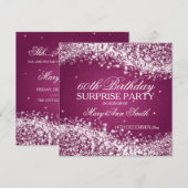 Invitation Surprise fête d'anniversaire Sparkling Wave Pink (Devant / Derrière)