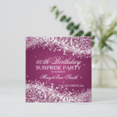 Invitation Surprise fête d'anniversaire Sparkling Wave Pink (Debout devant)