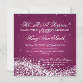 Invitation Surprise fête d'anniversaire Sparkling Wave Pink (Dos)