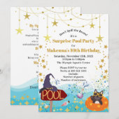 Invitation Surprise Fête de Piscine du Magicien (Devant / Derrière)