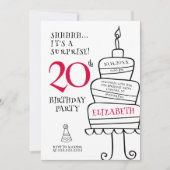 Invitation Surprise fête du 20e anniversaire (Devant)