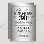 Invitation Surprise fête du 30e anniversaire - Argent (Devant / Derrière)