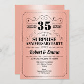 Invitation Surprise fête du 35e anniversaire - Coral (Devant / Derrière)