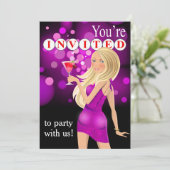 Invitation Surprise Fille de fête d'anniversaire | violet (Debout devant)