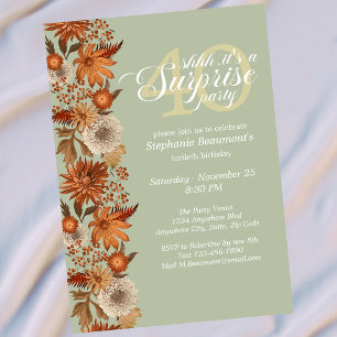 Invitation Surprise Fleur d'Automne pour les 40 ans d'une Fem