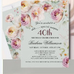 Invitation Surprise Fleurie Élégante pour les 40 ans<br><div class="desc">Commencez cette célébration spéciale de 40 ans de manière élégante avec cette invitation fleurie féminine et délicate, mélangeant des fleurs sauvages aquarellées et de la verdure retombante. Tout le texte peut être personnalisé pour votre fête, y compris l'âge de l'invité d'honneur. Si vous avez des demandes spéciales ou avez besoin...</div>