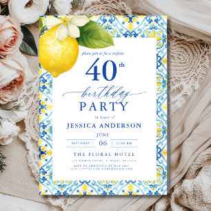 Invitation Surprise Floral de citron méditerranéen 40e annive