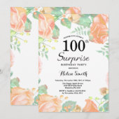 Invitation Surprise Florale de Pêche Botanique 100e Anniversa (Devant / Derrière)