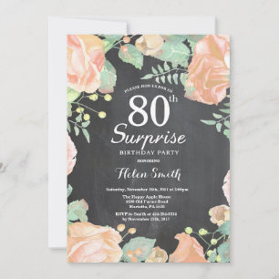 Invitation Surprise Florale de Pêche Botanique pour 80e Anniv