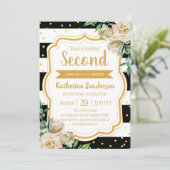 Invitation Surprise Florale Noir Blancs Frappe Anniversaire (Debout devant)