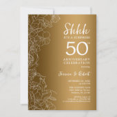 Invitation Surprise Florale Or 50e Anniversaire (Devant)