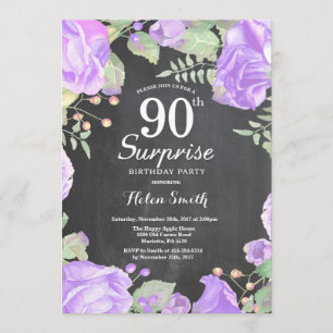 Invitation Surprise florale pourpre botanique 90e anniversair
