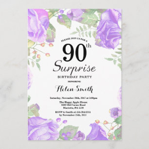 Invitation Surprise florale pourpre botanique 90e anniversair