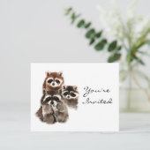 Invitation Surprise Fun Raccoons Animaux Anniversaire Invitat (Debout devant)