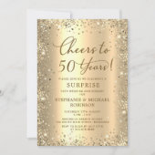 Invitation Surprise Gold Glitter 50th Wedding Anniversary (Devant)