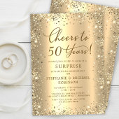 Invitation Surprise Gold Glitter 50th Wedding Anniversary