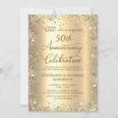 Invitation Surprise Gold Glitter 50th Wedding Anniversary (Devant)