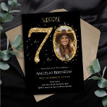 Invitation Surprise Gold Parties scintillant 70th Birthday Ph<br><div class="desc">70th Birthday Gold Parties scintillant modèle de la fête photo. Disponible en téléchargement numérique imprimable. Téléchargement personnalisé,  personnalisé et modifiable</div>