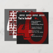 Invitation SURPRISE Grunge 40e anniversaire rouge et noir W20 (Devant / Derrière)