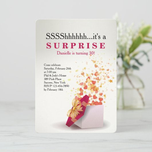 Invitation  Surprise !Invitation d'anniversaire (Debout devant)