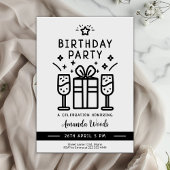 Invitation Surprise Minimaliste Anniversaire Bash