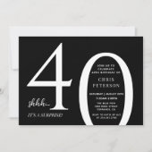Invitation Surprise minimaliste Quarante anniversaire (Devant)
