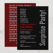 Invitation SURPRISE moderne 40e anniversaire Black Red Metall (Devant / Derrière)