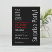 Invitation SURPRISE moderne 40e anniversaire Black Red Metall (Debout devant)