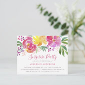 Invitation surprise moderne à motif floral aquarel (Debout devant)