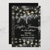 Invitation surprise moderne noir & blanc QR rsvp (Devant / Derrière)