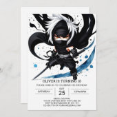 Invitation Surprise Ninja Aventure Enfants Anniversaire (Devant / Derrière)