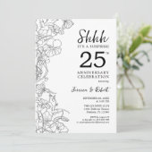 Invitation Surprise Noir Blanc 25e Anniversaire (Debout devant)