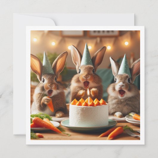 Invitation Surprise ! Notre joli anniversaire de lapin, anniv (Devant)