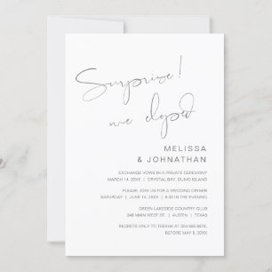 Invitation Surprise, nous nous sommes enfuis, Fête de Mariage