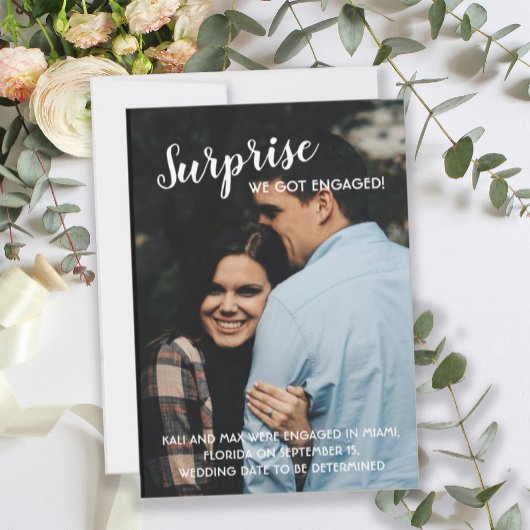 Invitation Surprise Nous Nous Sommes Engagés Photo Fiançaille