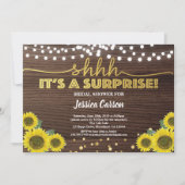 Invitation Surprise nuptiale douche tournesol rustique or (Devant)