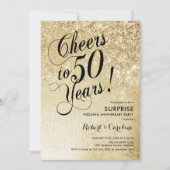 Invitation Surprise Or 50e Anniversaire Elégant Doré (Devant)