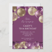 Invitation Surprise Or 70 Ans Violet Or (Devant)
