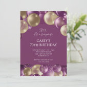 Invitation Surprise Or 70 Ans Violet Or (Debout devant)