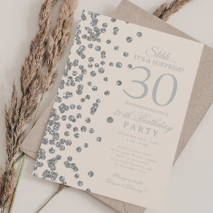 Invitation Surprise Pailleté Argent Champagne 30e Anniversair