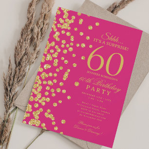 Invitation Surprise Paillettes Dorées Fête d'anniversaire 60