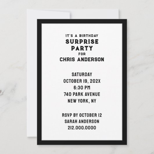 Invitation Surprise Party (Dos)