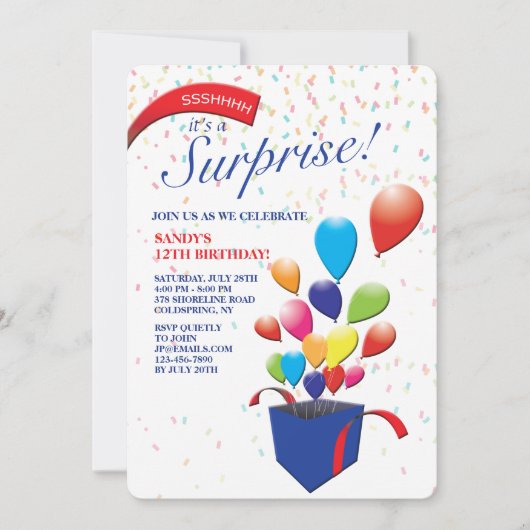 Invitation Surprise Party (Devant)