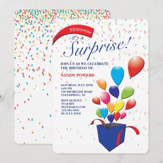 Invitation Surprise Party (Devant / Derrière)