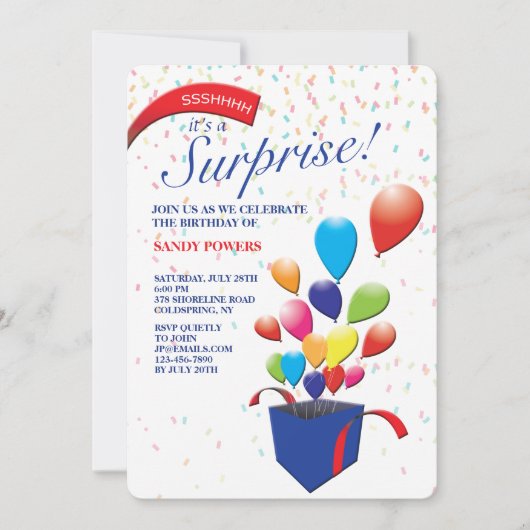 Invitation Surprise Party (Devant)
