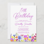 Invitation SURPRISE PARTY 19e anniversaire Fleur sauvage viol (Devant)