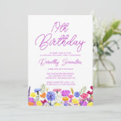 Invitation SURPRISE PARTY 19e anniversaire Fleur sauvage viol (Debout devant)