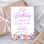 Invitation SURPRISE PARTY 21e anniversaire Fleur sauvage viol<br><div class="desc">Une jolie frontière fleur sauvage décore le fond de cette invitation de fête surprise pour adultes de 21 ans. Les fleurs violettes, bleues, jaunes et oranges créent un design coloré et heureux pour célébrer cet anniversaire marquant. La calligraphie violette moderne et simple ajoute une touche tendance pour la garder fraîche....</div>