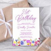 Invitation SURPRISE PARTY 21e anniversaire Fleur sauvage viol