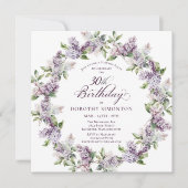 Invitation SURPRISE PARTY 30e anniversaire Purple Lilac Flora (Devant)